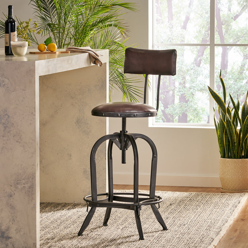 Highland Dunes Oswalt Swivel Adjustable Height Bar Stool & Reviews